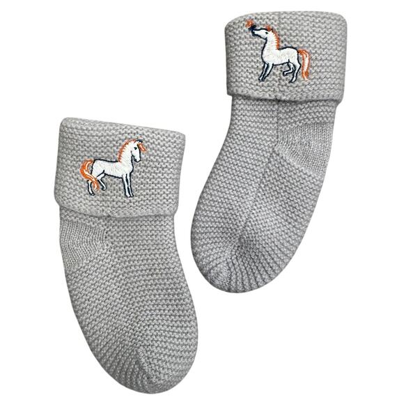 Authentic Hermes Baby 100% Cashmere Socks Gris Perle Cabriole Size M 3 Months